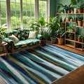 Abstract 5x7 Area Rug, Modern Stripe Pattern Teal Rugs for Living Room, Washable Soft Large Non-Slip Floor Carpet for Dining Room Office Bedroom - Teal/Multi