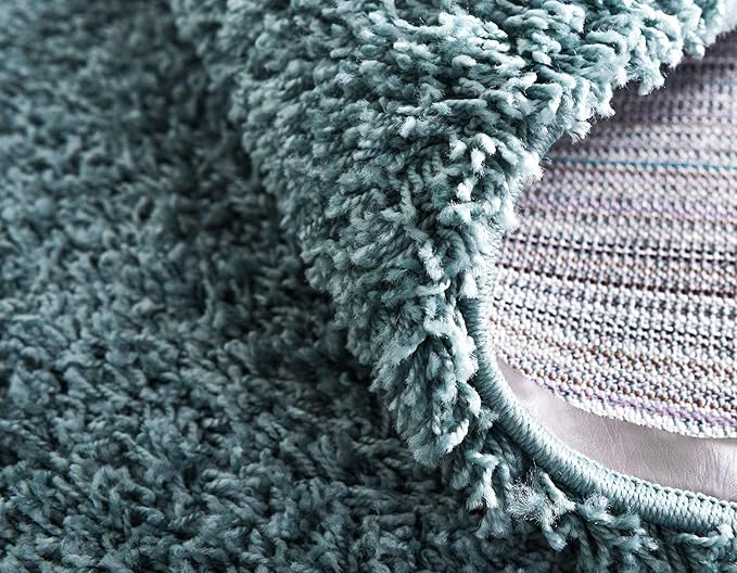 Unique Loom Solid Shag Collection Area Rug (9' x 12' 2" Rectangle Light Slate Blue)
