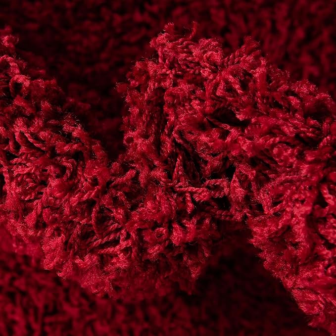 Unique Loom Solid Shag Collection Area Rug (9' x 12' 2" Rectangle Cherry Red)
