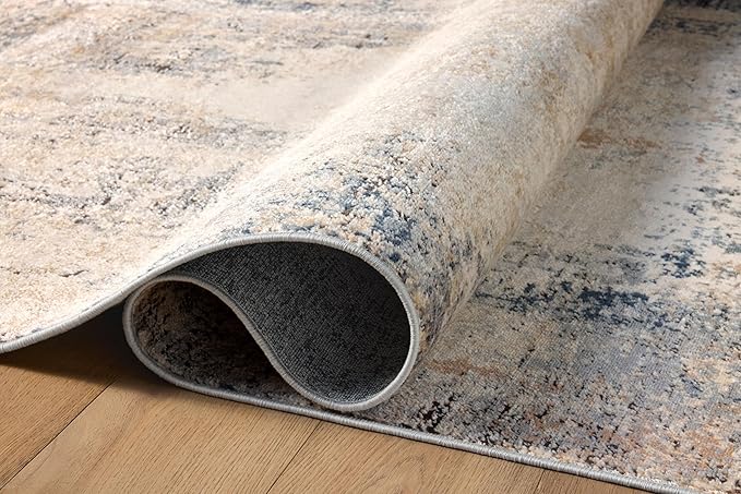 Loloi Teagan Collection TEA-08 Ivory/Mist 6'-7" x 9'-2" Area Rug, Large, Soft Neutral Rug, High-Traffic for Living Room, Bedroom, Home Office, Dining Area