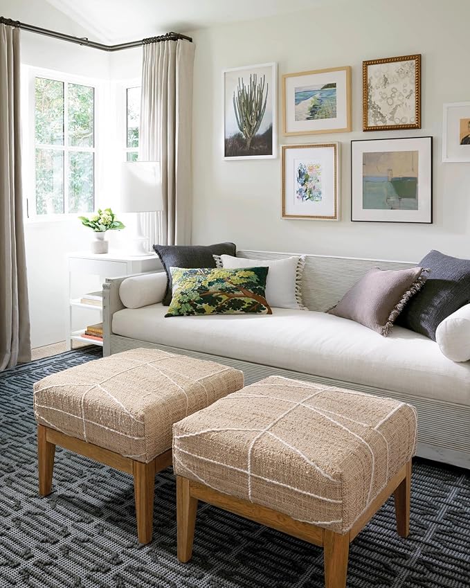 Dash and Albert Campbell Iron Handwoven Wool Rug, 2 X 3 Feet, Neutral/Grey Geometric Pattern - Premium Luxury Hotel Quality Soft Breathable Hypoallergenic Machine Washable Easy Care All Season