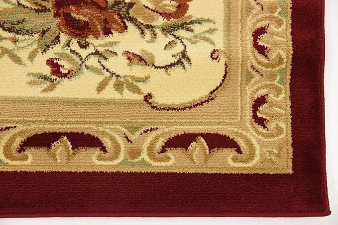 Unique Loom Versailles Collection Traditional Classic Floral Motif Area Rug (9' 0 x 12' 0 Rectangular, Burgundy/ Ivory)