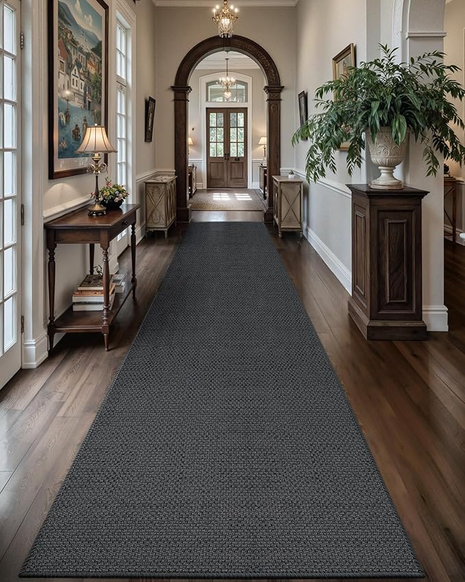 Color&Geometry Door Mat 3'x8' Runner Rug with Rubber Backing, Non Slip Washable Hallway Runner Rugs Kitchen Runner Rug, Carpet Runners for Hallway Living Room Bedroom, Grey (Rolled-up NO Creases)