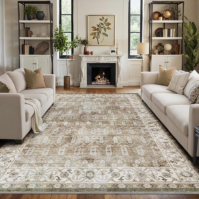 LUMI 4x6 Washable Area Rug for Living Room, Ultra Soft Traditional Vintage Rugs Non Slip with Rubber Backing, Low Profile, High Traffic, Stain Resistant Carpets, Ideal for Bedroom, Dining Room, Indoor