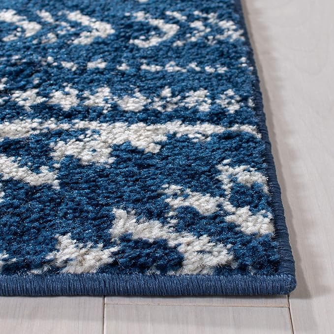 SAFAVIEH Tulum Collection Accent Rug - 2' x 3', Navy & Ivory, Moroccan Boho Tribal Design, Non-Shedding & Easy to Clean, Ideal for Front Door, Kitchen, Entryway, Foyer (TUL272N)