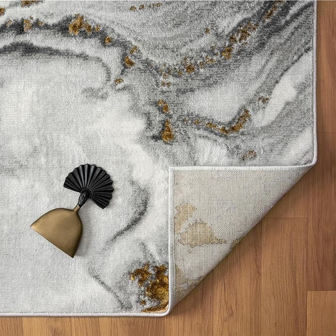 LUXE WEAVERS Marble Effect Abstract Gray 4x5 Area Rug