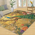 Peacock Peony Rugs for Bedroom - 6x8 Rug, Classic Peacock Peony Area Rugs for Living Room, Oriental Carpet, Floral Plant Washable Area Mat, Aesthetics Carpet - Peafowl Home Decor & Gifts