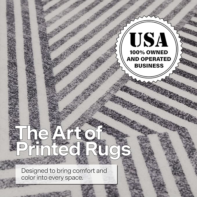 ReaLife Rugs Machine Washable Area Rug Runner - Living Room Bedroom Bathroom Kitchen Entryway Office - Padded Low Pile Stain Resistant Premium - Modern Geometric Contemporary - Miles - Gray 2'6" x 6'
