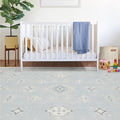 RUGGABLE Washable Vintage Area Rug – Verena Soft Blue 9x12, Stain-Resistant, Non-Slip – Large Machine Washable Rugs for Living Room, Bedroom, Hallway, Entryway & Office–with Cushioned Pad