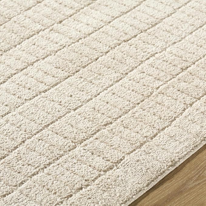 Livabliss x Our PNW Home Cascade Minimalist Striped Area Rug, 5'3" x 7', Light Brown
