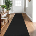 IOHOUZE Washable Runner Rug 2x10 Non Slip Rubber Backed Long Hallway Runner Entryway Runner Indoor, Kitchen Rugs Woven Cotton Floor Carpet for Hall Entrance, Black/Grey