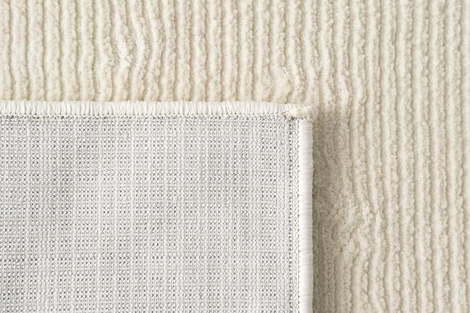Revival Rugs Stripe 7'10"x10' Washable Area Rug for Living Room Bedroom - 100% Recycled Oeko-TEX Certified, Medium Pile, Beige, Cream