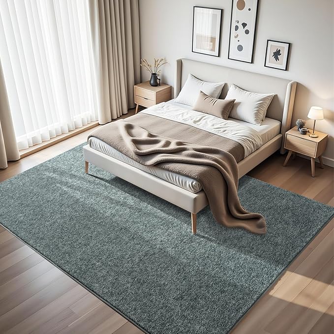 HQAYW 5x7 Area Rugs for Living Room Bedroom, Modern Thickened Memory Foam Soft Rug, Indoor Low Pile Minimalist Washable Non Slip Carpets for Kids Girls Boys Nursery Dorm Home Decor, Grey Green