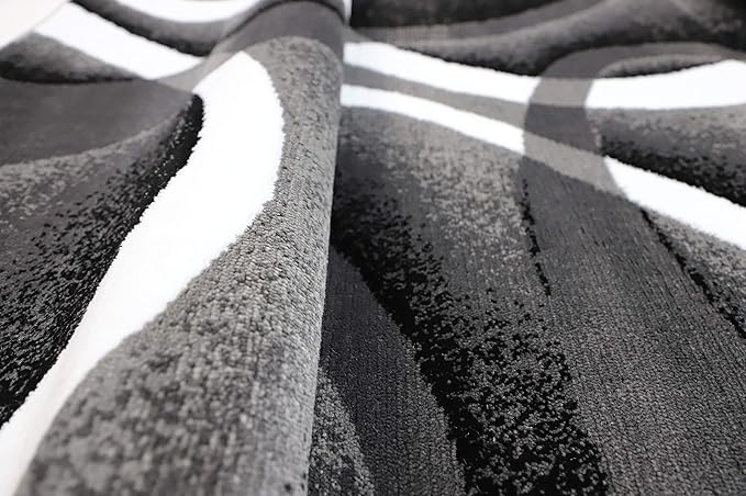 GLORY RUGS Modern Area Rug Swirls Carpet Bedroom Living Room Contemporary Dining Accent Sevilla Collection 4816A… (Grey, 8'x10')