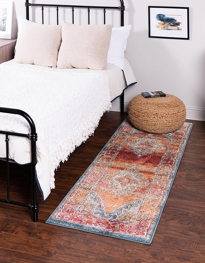 Unique Loom Isabella Collection Area Rug - Rossellini (2' x 8' Runner, Rust Red/ Beige)