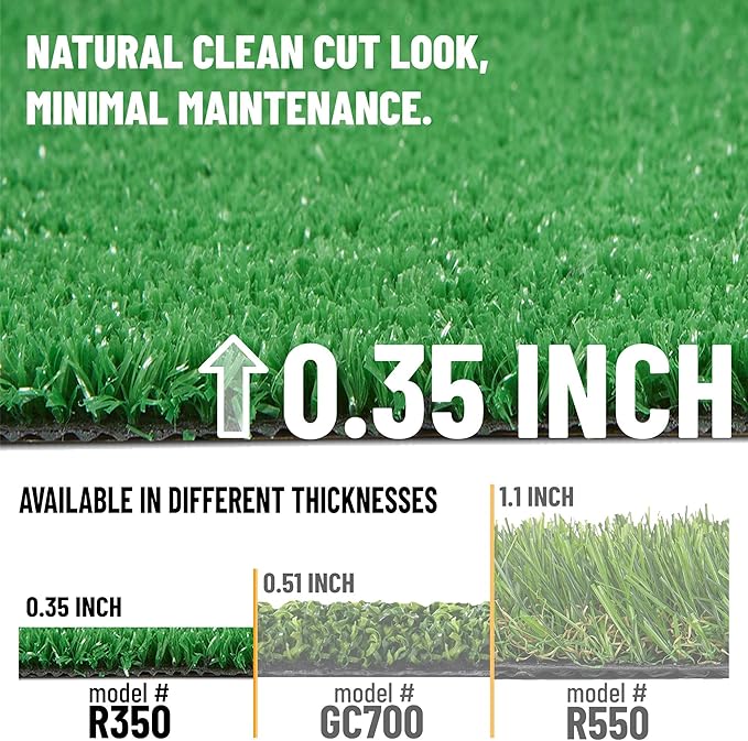 Ottomanson Artificial Grass Turf 2'7" x 44' Indoor Outdoor Faux Grass Rug with Drainage Holes, Customizable with Extra Long Size Options, Perfect for Patio Lawn Balcony Weddings Photoshoot Backdrop