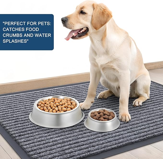 OLANLY Front Door Mat Indoor Outdoor Entrance, Waterproof Heavy Duty Doormat, Fade Resistant, Low Profile, Easy Clean Patio Porch Welcome Floor Mats for Entry, 47x32, Light Gray