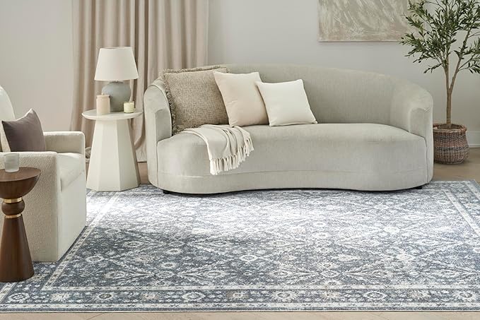 Nourison Home Astra Machine Washable Dark Blue 7'10" x 10' Area Rug - Easy Clean, Non Shedding, Bed Room, Living Room, Dining Room, Kitchen (8' x 10')