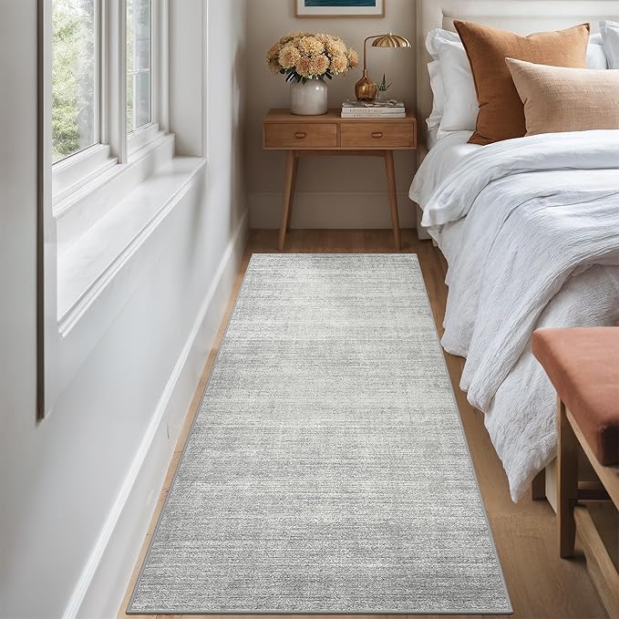 Art&Tuft Non-Slip Runner Rug - 3x5 Runner Rug Washable Low-Pile Rugs Runners, Soft Distressed Carpet Runner for Bedroom Bathroom Kitchen Laundry Living Room, Grey