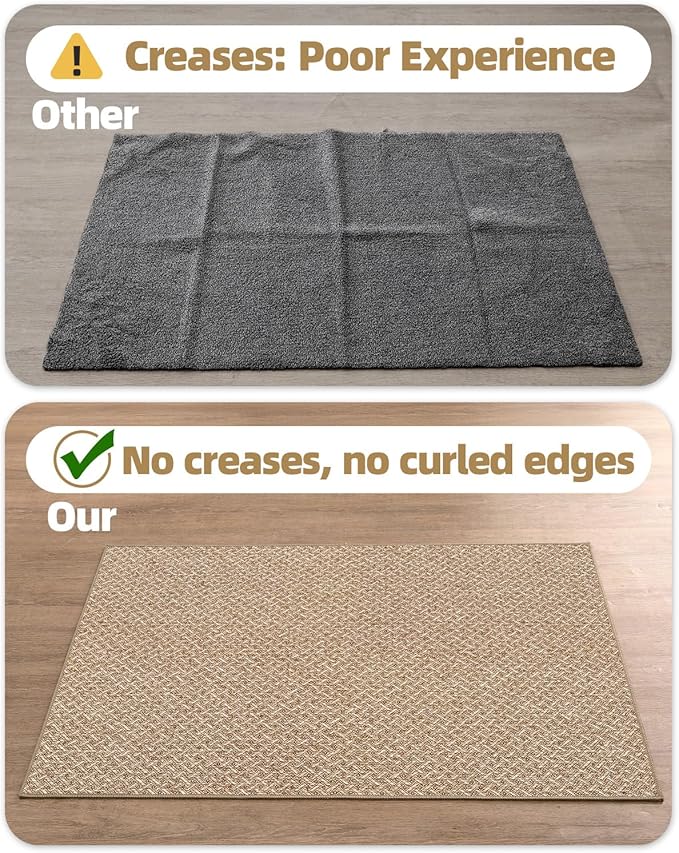 Color&Geometry Indoor Door Mat, 32"x48", Non-Slip Front Door Mat for Indoor Entrance, Khaki