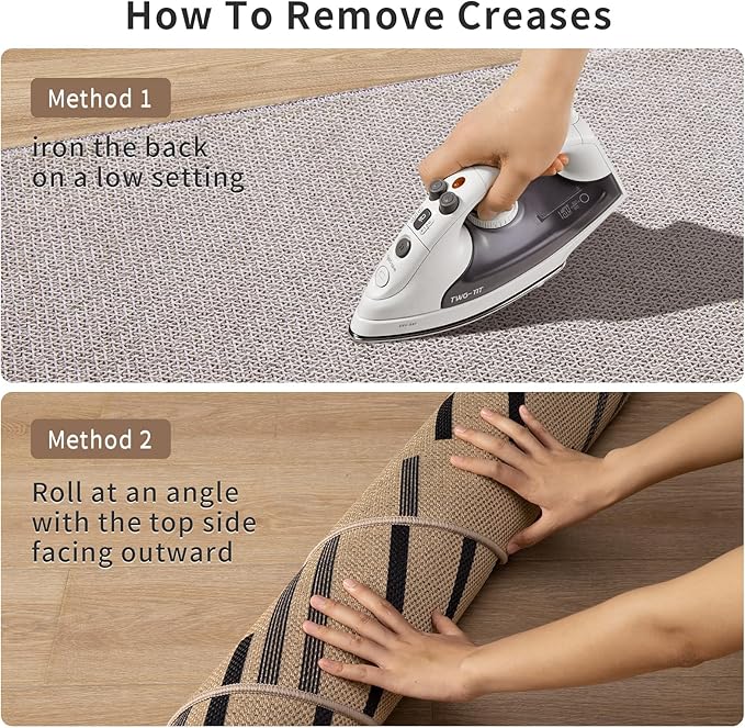 Tangsoo Stripe Easy Jute Rug,Ultra Thin 2x3 Outdoor Rug for Entryway,Non-Slip Washable Small Rug Modern Front Door Mat Non Shedding Throw Carpet for Kitchen Bedroom Porch Doorway