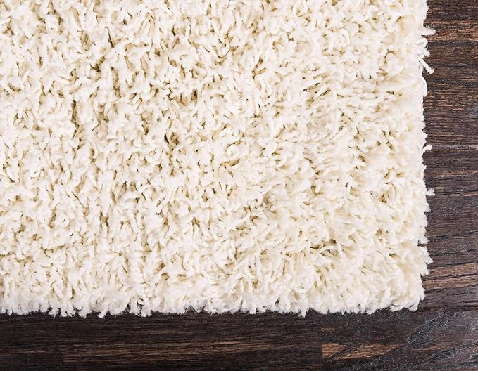 Unique Loom Solid Shag Collection Area Rug (8' x 11' Rectangle, Pure Ivory)