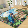 Peacock Rugs for Living Room - 6x9 Rug, Tropical Palm Leaves Area Rugs for Bedroom, Peacock Decor Rug, Floral Animal Washable Carpet, Peafowl Carpet - Peafowl Home Decor & Gifts