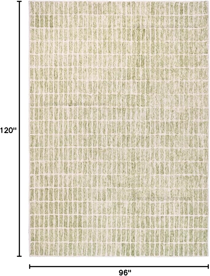 Hand-Tufted 100% Wool Area Rug – Unique Modern Geometric Grid Pattern, Soft Plush Textured Carpet for Living Room, Bedroom, Dining Room & Entryway (Light Green, 6' Round)