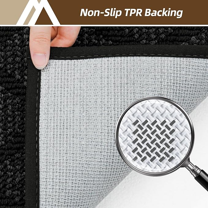 COSY HOMEER Non-Slip Door Mat 32"x48", Entryway Rugs Low Profile Absorbent Dirt Trapper Doormat for Front Entrance, Washable Polypropylene Entry Mat (Black)