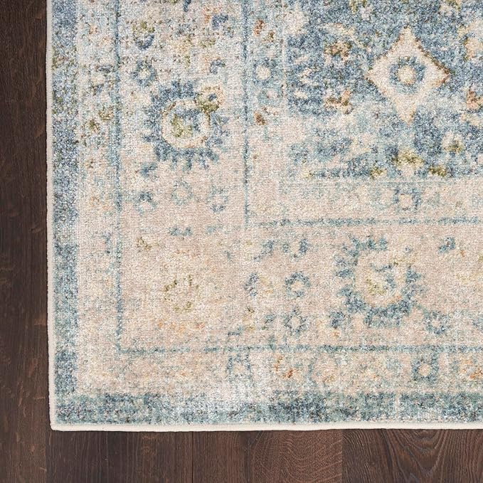 Nourison Home Astra Machine Washable 8' x 10' Teal Beige Area Rug
