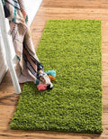 Unique Loom Solid Shag Collection Area Rug (2' 6" x 16' 5" Runner, Grass Green)