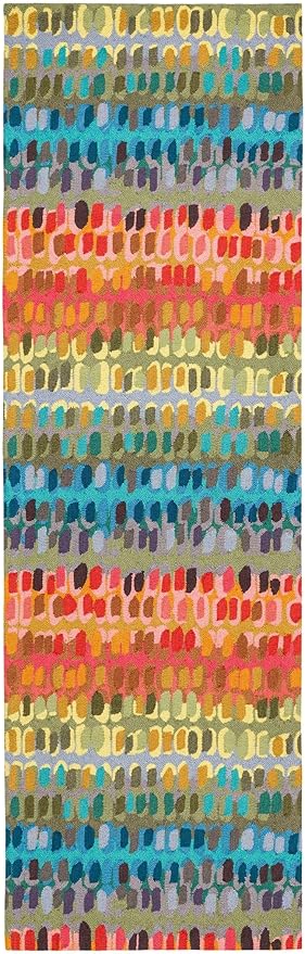 Dash and Albert Paint Chip Wool Area Rug - 2.5' x 8' Runner Multicolor Graphic Hand Micro Hooked Accent Rug - Durable, High Traffic Hallway, Living Room, Stairs