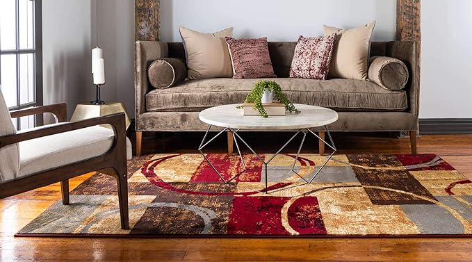 Unique Loom Barista Collection Area Rug - Kouillou (4' 1" x 6' 1" Rectangle, Multi/ Brown)