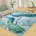 Peacock Rugs for Living Room - 6x8 Rug, Classic Peacock Floral Area Rugs for Bedroom, Teal Turquoise Rug, Modern Style Washable Carpet, Aesthetics Carpet - Peafowl Home Decor & Gifts