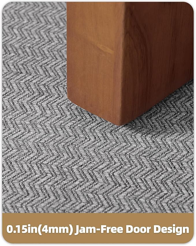 Color&Geometry Thin Indoor Entrance Mats for Home, 24"X36" Indoor Mats for Entryway Non Slip Rubber Backed, Dirt Trapper Door Rugs for Entryway Indoor 2x3 Washable, Grey (Rolled-up NO Creases)