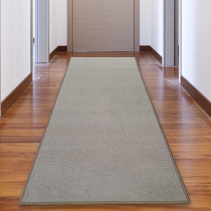 Custom Made Runner Rug Low Pile with Rubber Backing for Kitchen Foyer Hallway Entry Choose Your Length Size 31 Inch Wide Solid and Plain Beige Color (3 feet x 31 Inch)