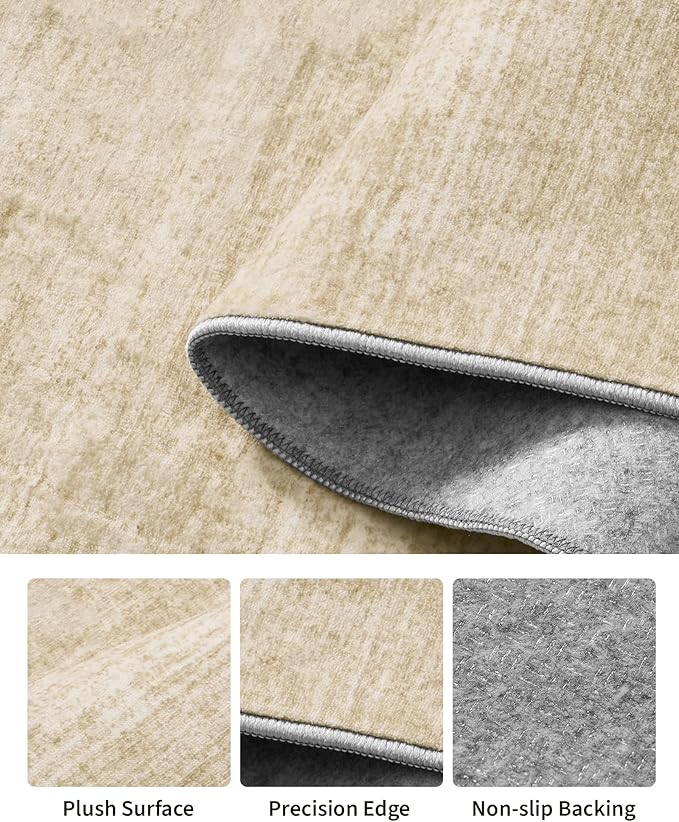 Art&Tuft Non-Slip Runner Rug - 2x6 Runner Rug Washable Low-Pile Rugs Runners, Soft Distressed Carpet Runner for Bedroom Bathroom Kitchen Laundry Living Room, Brown