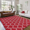 Amearea Fluffy Indoor Trellis Rug, Soft Moroccan Home Rugs for Bedroom, Shag Modern Area Rug for Living Room Kids Room Nursery, Easy Clean, Home Decor Low Pile Carpet, Wine Red 4x6 Feet