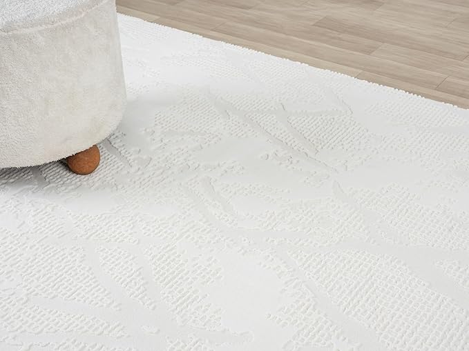 Adel Modern Area Rug for Living Room, 8x10 Rustic Distressed Abstract Large Cream Neutral Rug, Medium Pile Stain Resistant Carpet for Bedroom, Dining Room or Kitchen (8' x 10', Cream)