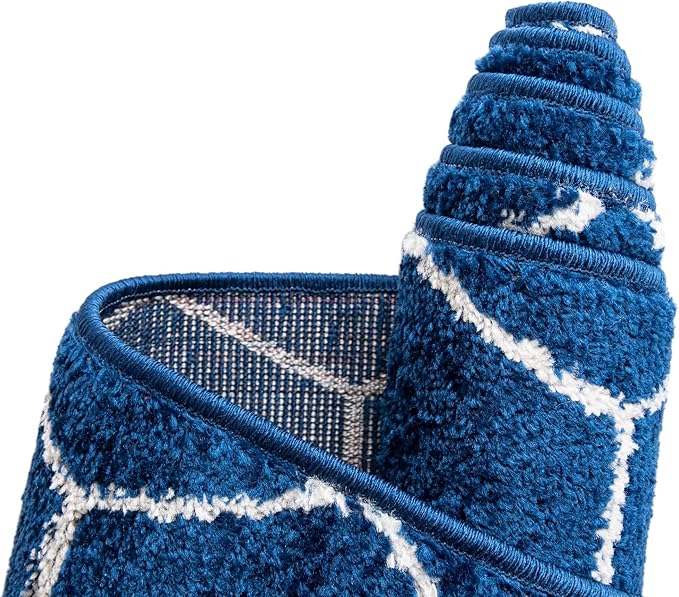 Unique Loom Trellis Frieze Collection Area Rug - Geometric (4' Square, Navy Blue/ Ivory)