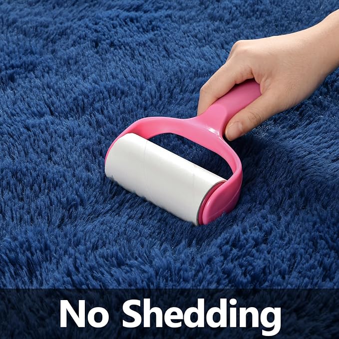 Shag Area Rug, 4 X 6 Plush Fuzzy Rugs for Living Room, Ultra Soft Fluffy Furry Rug for Bedroom, Indoor Carpet Nursery Rugs for Kids Room Home Decor, Navy Blue