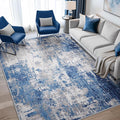 Washable Area Rugs 4'x6' Non-Slip Modern Abstract Soft for Living Room Entryway Bedroom Nursery, Print Pattern, Blue Grey Navy Gray