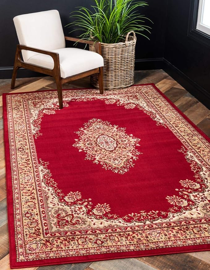 Unique Loom Reza Collection Traditional Persian Style Area Rug, 2 ft 2 in x 3 ft, Burgundy/Ivory