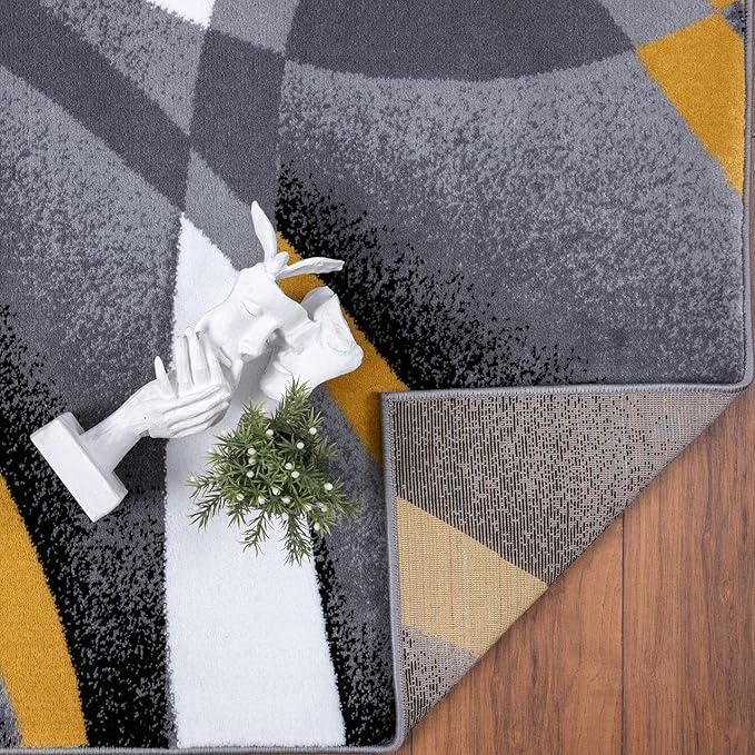 2305 Geometric Abstract Yellow 6x9 Area Rugs for Living Room