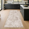 Stain Resistant 2x6 Kitchen Runner Rugs Washable Non Slip - Beige Tan Long Bathroom Runners, 0.25" Low Pile Rubber Backing Rug for Hallway, Entrance Indoor, Modern Farmhouse Home Décor