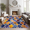 Moroccan Rugs for Living Room -Moroccan Trellis Rug, 3x5 ft, Colorful Geometric Area Rug, Oriental Tile Washable Non-Slip Rugs for Entryway, Traditional Patchwork Home Decor & Gifts