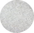 Sn Alef Home Soft Textured Round Rug | White & Grey Woven Carpet for Living Room Bedroom | Minimalist Handcrafted Circular Floor Mat for Home & Decor (Gray_9x9 ft)