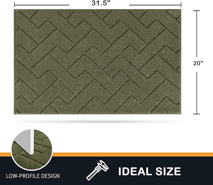 PURRUGS Dirt Trapping Door Mat 20" x 31.5", Non-Slip Machine Washable Entry Rug, Shoe Scraper, Dog Doormat, Super Absorbent Welcome Mat for Front & Back Door, Muddy Wet Shoes & Paws, Sage Green