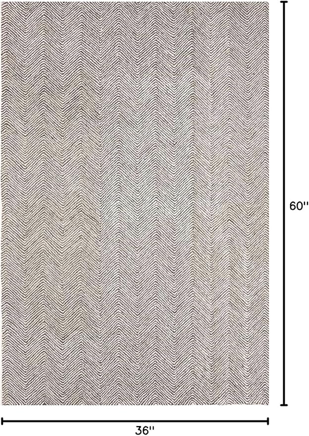 Modern Herringbone Chevron Collection Handcrafted Wool Area Rug - Durable, Zigzag Pattern, for High Traffic, Contemporary Design for Living Room, Bedroom, Dining Room Decor (Dark Olive, 3' x 5')
