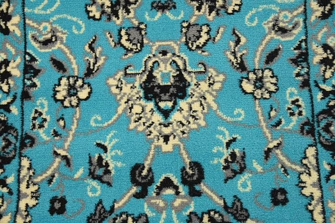 Unique Loom Sialk Hill Collection Area Rug - Washington (2' 2" x 8' 2" Runner Turquoise/Black)